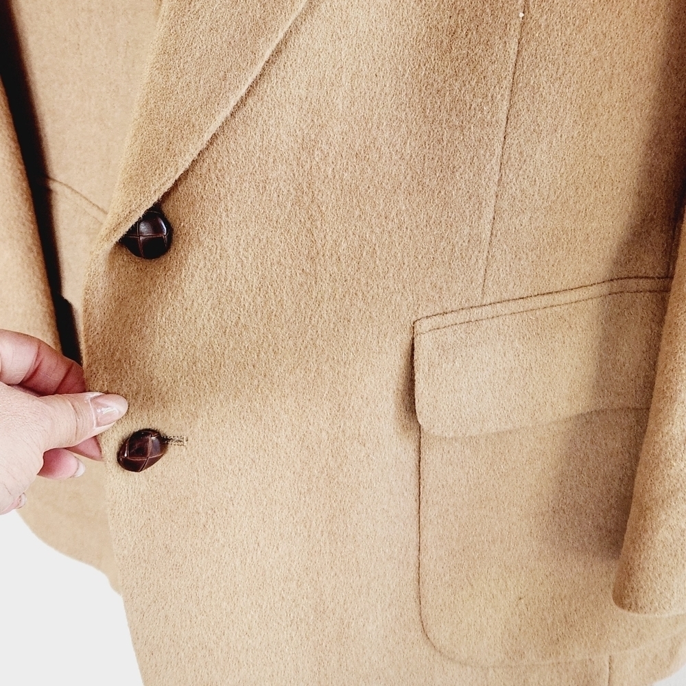 stafford Mens Beige Single Breasted Classic Fit Wool & Camel Hair Blend Blazer - Picture 7 of 11